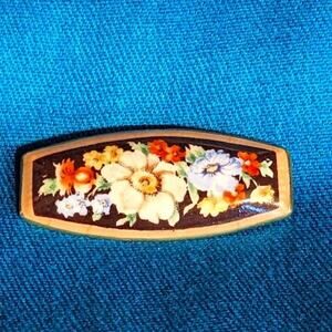 Vintage Germany Ceramic Purple Flower Brooch